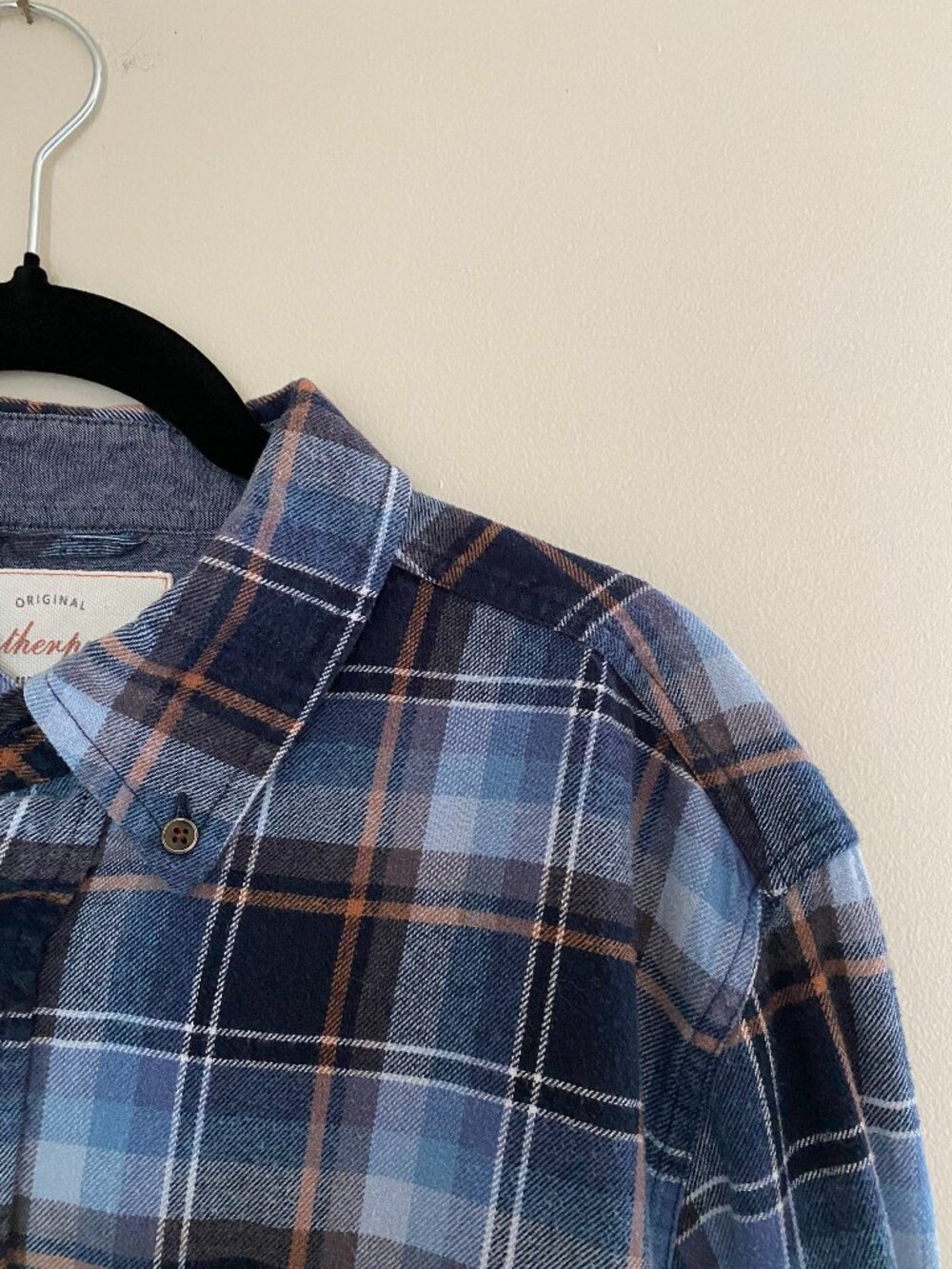 Blue and Orange Weatherproof Vintage Flannel Shirt